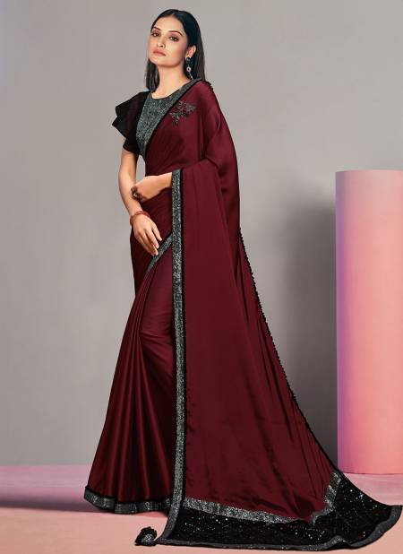 Maroon Colour mohmanthan ZEINA New Stylish Party Wear Heavy Designer Saree Collection 22113